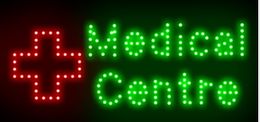 Het ultraheldere LED-neonlicht geanimeerde groene logo-teken Medisch Centrum licht maat 55 * 33 cm binnenreclame led-display