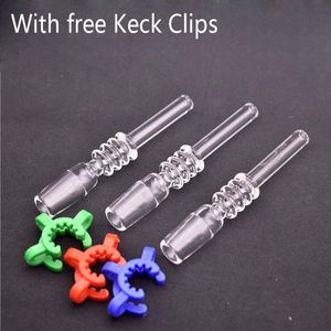 Ultra-bon marché 10mm 14mm 18mm 19mm Pointe de quartz pour mini kits NC avec clips Keck en plastique gratuits Quartz Banger Nail pour tuyaux de brûleur à mazout en verre