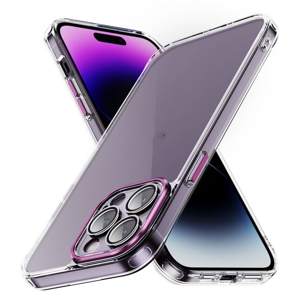 Étuis de téléphone à film d'objectif de conception ultra claire pour iPhone 15 14 Plus 13 12 11 Pro XS Max XR Samsung S24 S23 Plus Pixel 2,0 mm PC Airbag Case Soft TPU Transparent Housse antichoc