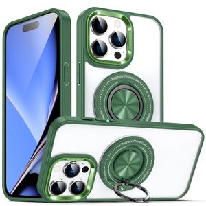 Étuis de téléphone à anneau ultra clair pour Samsung Galaxy S24 Ultra S23 Plus S22 Hard Magnetic Car Heder Protective Couvercle avec Green Bracket