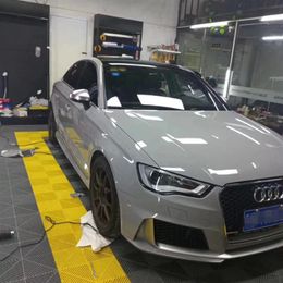 Ultra Crystal Gloss Nardo Grey Vinyl Wrap Zelfklevende Film Sticker Donkergrijze Glossy Car Wrapping Folie Roll Air Release Channel2587