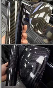 Film d'enveloppe de vinyle de Fiber de carbone 5D Ultra brillant pour l'enveloppe de voiture avec des feuilles brillantes de Fiber de carbone de libération d'air 1.52x20m 5x67ft rouleau