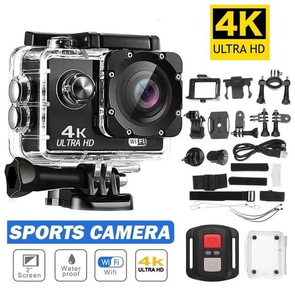 Ultra HD 4K Action Camera 30fps / 170D Casque sous-marin étanche 2,0 pouces d'écran WiFi Remote Control Sports Go Video Camera Pro 240418