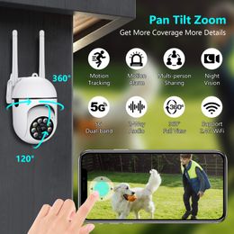 Cámara IP Ultra HD 5MP H.265 PTZ Cámaras WiFi para exteriores 1080P AI Detección humana Seguridad CCTV Vigilancia AP wifi hotspot