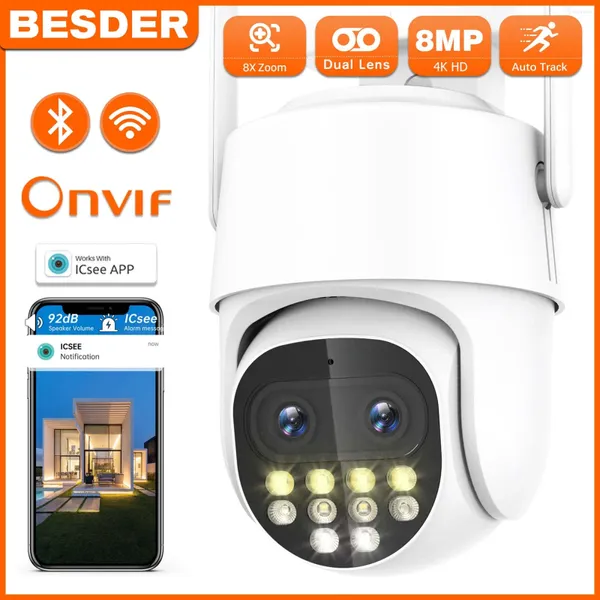 Caméra Wifi Ultra HD PTZ détection de personne/animal/véhicule CCTV Surveillance à domicile IP extérieure P2P pour ICsee