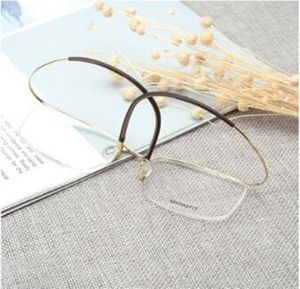 Monture de lunettes semi-cerclée à sourcils B-titane ultra-léger54-18-145Cadre sans vis à mémoire pour étui complet pour lunettes de prescription