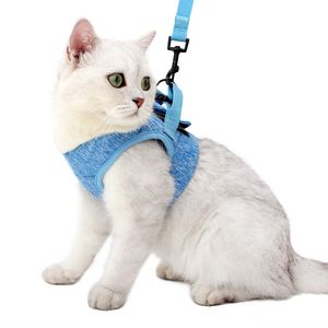 Harnais et laisse ultra légers pour chat, veste de marche à col de chaton anti-fuite avec coussin de course