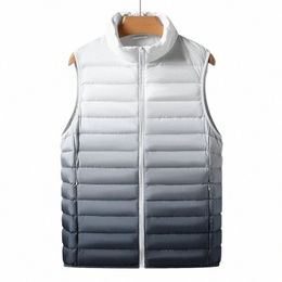 Chalecos ultraligeros para hombre 90% pato blanco abajo gradiente chalecos de invierno Fi chaleco de manga portátil Homme Parkas cálidas v38K #