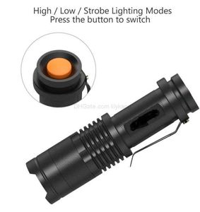 Ultra Lichte Mini LED Q5 Zaklamp Zaklamp 300LM Draagbare Zaklampen Zoombare Waterdichte Zaklamp Lamp outdoor reizen camping fakkels lichten Alkingline