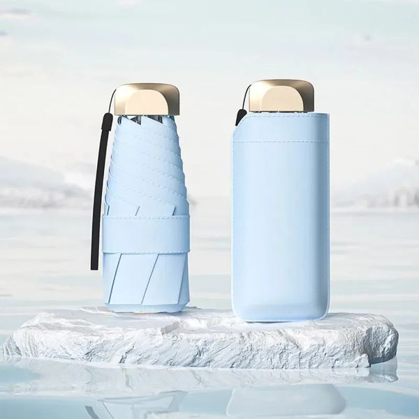 Ultra light mini paraguas solar de 50 veces para mujeres con protección solar y protección UV Functionalidad de doble propósito Diseño de cápsula de bolsillo para