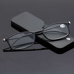 Lunettes de lecture Ultra légères Tr90 bleues pour hommes, étui miroir pour téléphone Portable d'affaires, 1002