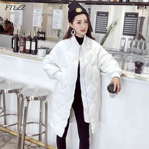 Manteau de duvet de canard blanc ultra léger hiver long femme vestes minces surdimensionné automne bouffant noir parkas 210430