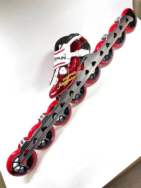 Ultra Long 8 ruedas Base de patinaje de velocidad en línea cuesta abajo con marco de patines de 8x110 mm 6061 Aleación de aluminio CNC Skates de montaje de 195 mm