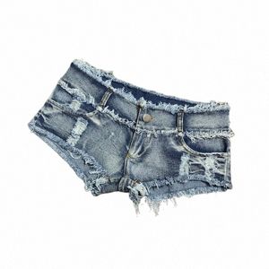 Short en jean taille ultra-basse Femme Skinny Sexy trou pantalon chaud court Femme b0S1 #