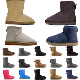 Ultra mini-laarsontwerper Woman Platform Snow Boots Australia Fur Warm Shoes Real Leather Chestnut Enkle Fluffy Booties for Women Antelope Brown Color 36-41