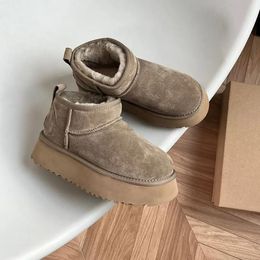 Ultra Mini Boot Dames Winter Designer Australische platformlaarzen voor heren Echt leer Warme enkelbontlaarzen Luxe schoen