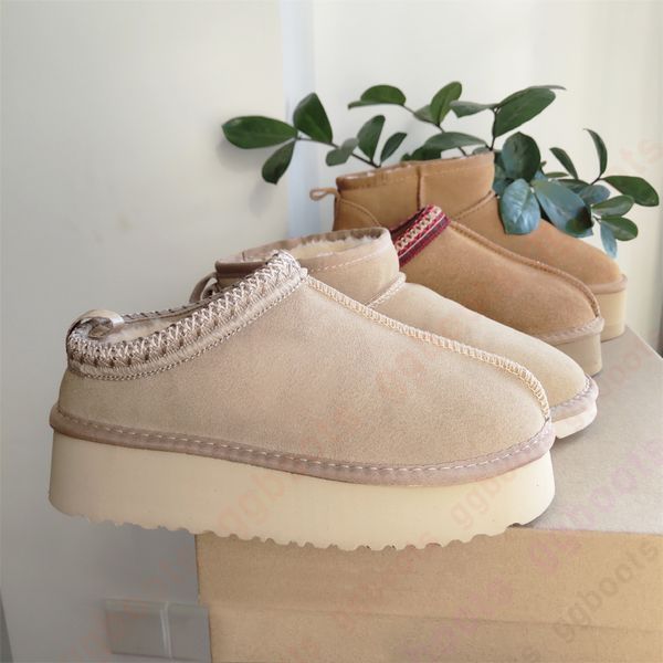 Botas de plataforma ultra mini Diseñador Tazz Mujer Tobillo de invierno Australia Piel de cuero real Botas para la nieve Fondo grueso Cuero real Botines cálidos y esponjosos con botines de piel