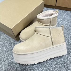 Botte à plateforme ultra mini Botte à graines de moutarde Botte de chèvre en bois flotté Pantoufles Tazz Claquettes Tasman Les Petites Botte d'hiver en mélange de laine et de suède