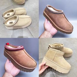 Ultra mini tazz platform enkellaarsjes tasman pantoffels mosterdzaad vrouw snowboots designer dames dikke zool echt leer pluizige muilezels warme winterlaarzen