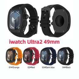 Ultra Mod Kit Polsband Armband Stalen Kasten Cover met Solid Band Strap Siliconen Bands Horlogeband voor Apple Watch Series 8 9 iWatch 49mm Ultra2