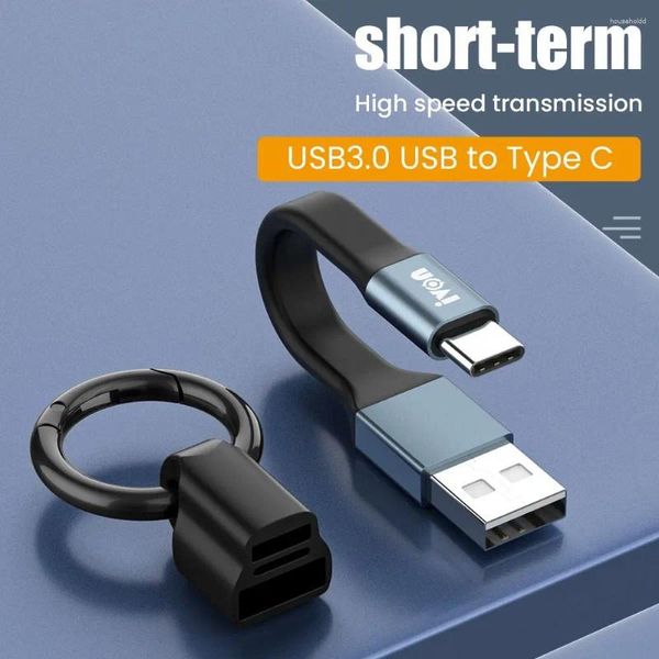 Cable de datos USB con llavero ultracorto, carga rápida máxima 3.1A, Micro tipo C a un cargador de teléfono para tableta inteligente