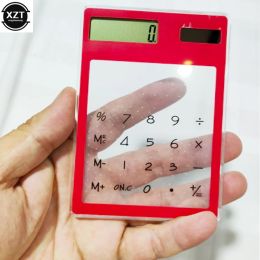 Ultra Slim Mini transparante calculator Zonne -aangedreven LCD 8 -cijferige touchscreen rekenmachines voor studentenschoolbenodigdheden