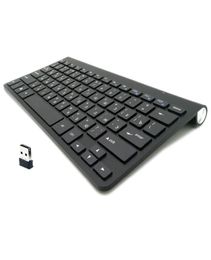 Clavier russe muet Ultra mince 2 4G souris sans fil Combo ciseaux touches avec adaptateur USB pour Win MAC Android TV BOX PC Y0816295s6464864