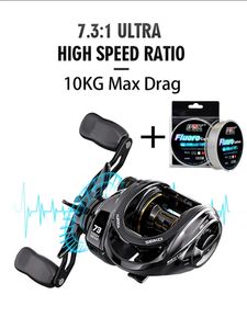 Moulinet de pêche Baitcasting Ultra lisse, frein à friction de 10KG Max, 171 BB 7.3, 1 ligne métallique à grande vitesse, roue de gabarit de mer pour poisson-chat, bar, carpe, 240131