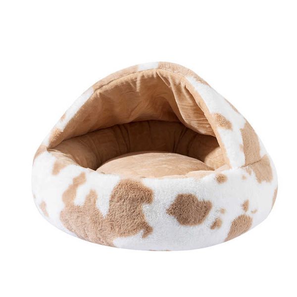 Ultra doux en peluche chat tente grotte lit chien lits coussin confortable nid beignet câlin auto-chauffant lit de couchage pour chats chiot 210713