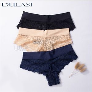 Les culottes de dentelle sexy pour femmes ultra douces Strings G Cordes Signes sans soudure Sous-vêtements Femmes Slips Bikini Cotton Crosse Dulasi 3PCS / Lot 201112