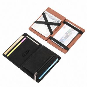 Ultra Dunne 2022 Nieuwe Mannen Mannelijke PU Leer Mini Kleine Magic Portefeuilles Rits Portemonnee Pouch Plastic Credit Bank card Case Houder H6z2 #