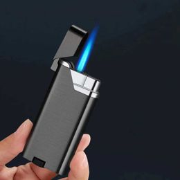 Encendedor Turbo de butano de llama azul ultrafino, Mini encendedor cuadrado sin Gas, accesorios para fumar cigarrillos 1300C