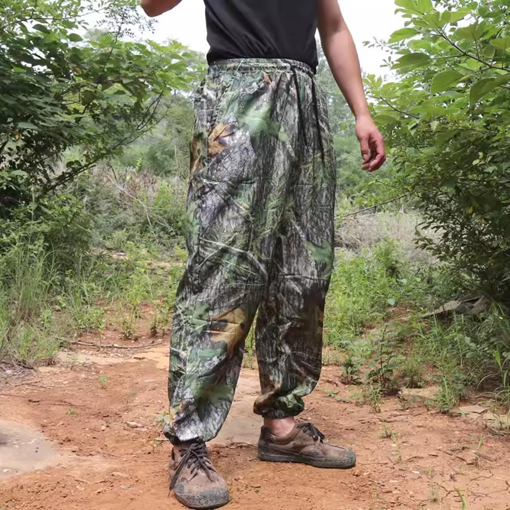 超薄い通気性のある狩猟釣りフルパンツ夏のジャングル迷彩反モスキートズボンバイオニックカモフラージギリーロングパンツ