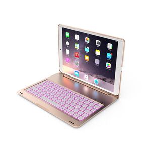 rétro-éclairage coloré ultra mince étui de protection en aluminium rabattable clavier Bluetooth pour iPad mini 2 3 4257k