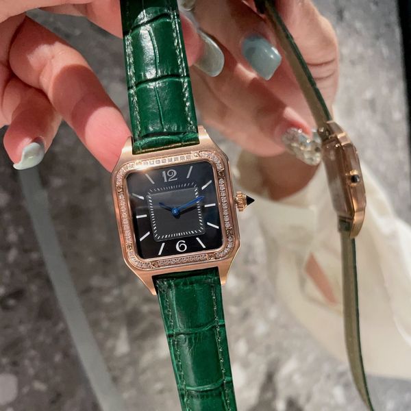 Reloj de la serie Dumont ultra delgada, reloj intelectual de mujeres, estuche de acero 316L, espejo de cristal de zafiro, correa de piel de becerro, ancho de tamaño de 28 mm de largo 38 mm de espesor: 7 mm