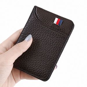 Sac de carte en cuir ultra-mince hommes Mender Carte Busin Mini portefeuille Small Pocket Pocket Bank Bank Credit Card Storage Based Case 24PL # #