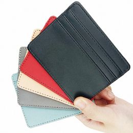 Ultra Thin Leather Id Carte Holder Bank Credit Card Purse Multi Sllot Slim Card Case Portefeuille Femmes Men Couvre Male Femme 18Ze #