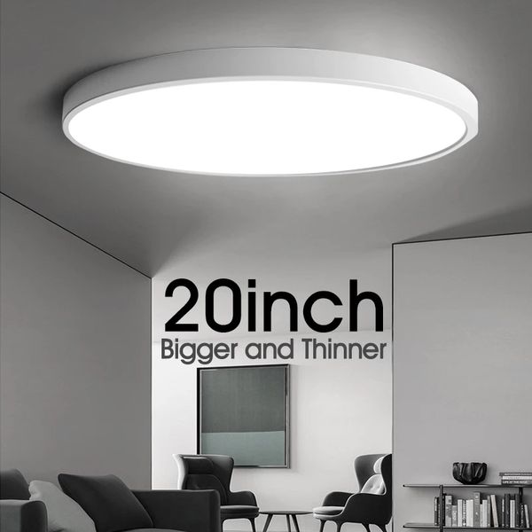 Luz de techo Led ultrafina, lámpara ancha y grande moderna de 20 pulgadas, Panel empotrado de montaje en superficie de AC85-265V, iluminación para sala de estar y dormitorio