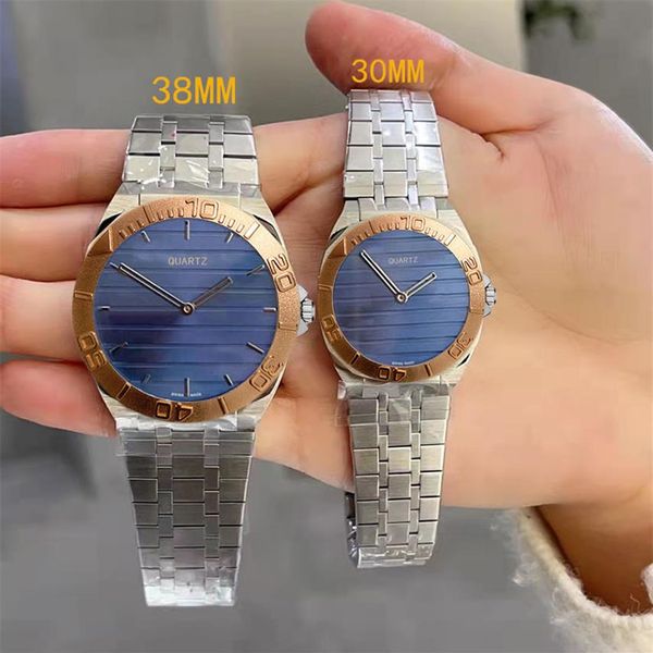 Ultra mince montres de luxe amoureux couples style mode hommes femmes montre 38MM 30MM dames robe montres mouvement à quartz 25H M321k