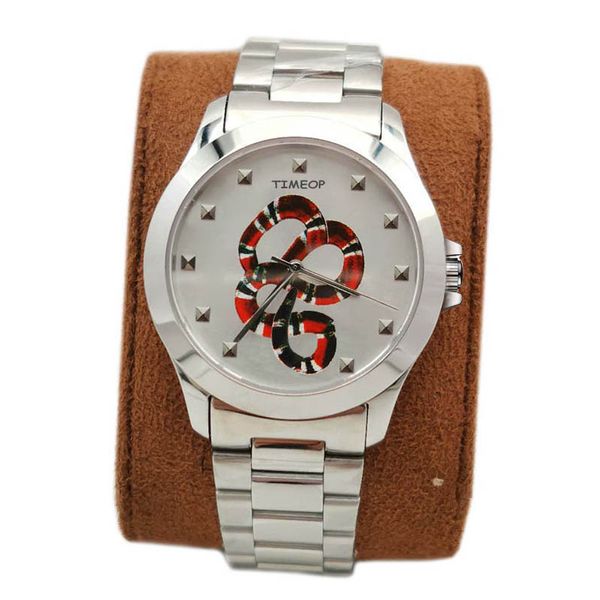 Relojes de pulsera de lujo ultrafinos Amantes Parejas Estilo Clásico Serpiente Abeja Gato Relojes 38 mm 28 mm Caja plateada Hombres Mujeres Relojes de diseño Reloj de cuarzo Montre de Luxe