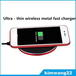Ultradunne metalen qi draadloze snellere oplader voor Samsung S8 Plus voor iPhone X 8 en andere merken mobiele telefoons
