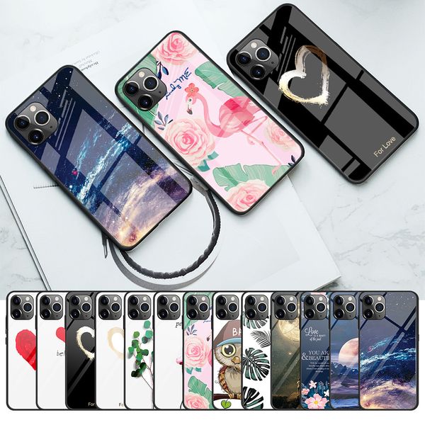 Fundas de teléfono con cubierta de vidrio templado pintadas para iPhone 13 Pro Max 12 Mini 11 XR 8 Plus