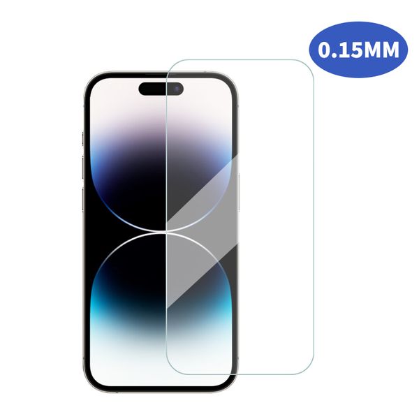 Protecteur d'écran ultra fin de 0,15 mm pour iPhone 14 13 12 11 Pro Max XS SE2 3 HD 9H en verre trempé 2.5D Shield de qualité supérieure avec emballage de vente au détail