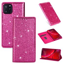 Ultra-dunne shimmer poeder op zuigleer gevallen voor iPhone 12 11 Pro Promax XS MAX 8 Plus Samsung S8 S21 A10 A71 Note9 Note20