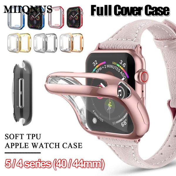 Protectores de pantalla de estuche de electroplacas suaves ultra delgadas Cubierta completa para Apple Watch 5 4 Series 40 mm 44 mm Accesorios de relojes inteligentes