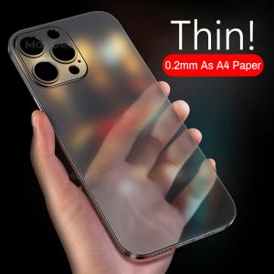 Coque de téléphone Ultra fine en PP souple, étui transparent mat translucide pour iPhone 15 14 13 12 mini 11 Pro X Xr Xs Max