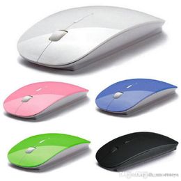 Ratón inalámbrico óptico USB ultrafino, receptor de 2,4G, ratón superfino para ordenador, PC, portátil, escritorio, color caramelo blanco y negro