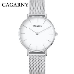 Montre à Quartz étanche Ultra-mince pour femmes haut Cagarny mode femmes montres Bracelet en acier femme horloge bracelet watc291G