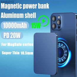 Chargeur sans fil ultra-mince Power Bank 10000mAh Mini Powerbank magnétique TYPE C PD20W Chargeur rapide pour iPhone 14 13Magsafe série L230619