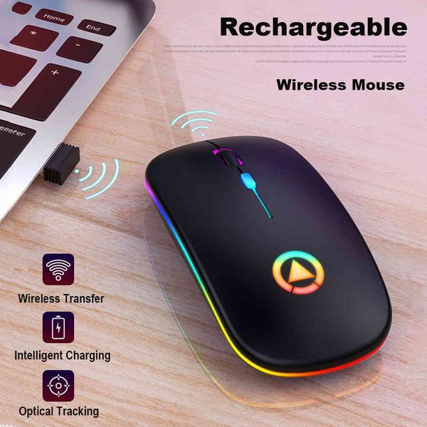 Souris sans fil ultra-mince 2.4GHZ LED Souris optiques rétroéclairées colorées silencieuses avec récepteur USB caché Jeu réglable DPI